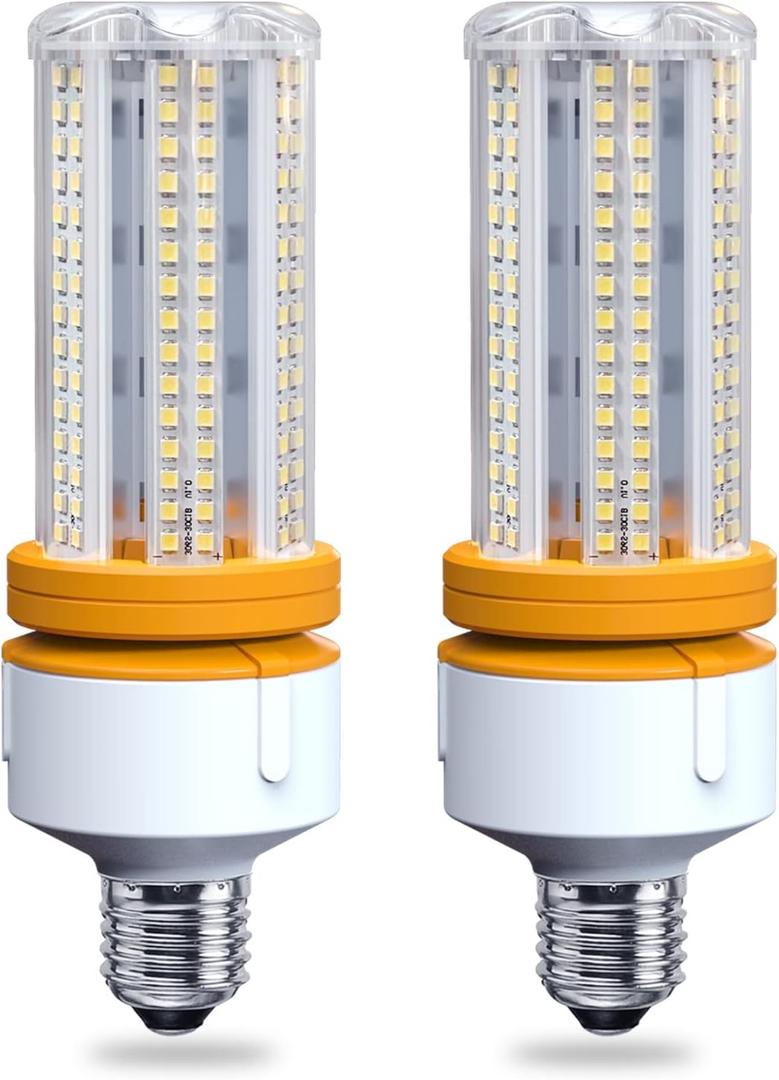 2 Pack 60W LED Corn Light Bulb 7500 Lumin 600W Replacement E26 Cool Daylight White Color for Indoor Outdoor Building Appliction, 2 Count (Pack of 1)