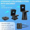 Upgraded Collapsible Stool with Backrest, Portable Telescopic Seat with Carry Bag, Square Folding Stool for Camping Gardening Fishing Hiking BBQ, Max Load Capacity 550lbs