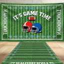 7x5ft Football Field Backdrop Banner with 9.8x3.8 ft Field Aisle Floor Runners Decoration Set, Large Football Background for Sport Themed, Tablecloth, Game Day Sport Theme Birthday Party Wall Door Sign Decor, Floor Rugs for Game Day Party Sign Supplies