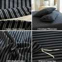 Striped Duvet Cover Set Full Size 3 Piece 100% Washed Cotton Linen Feel Bedding Comfy Breathable Modern Farmhouse (Full, Double Stripe-Black/White)