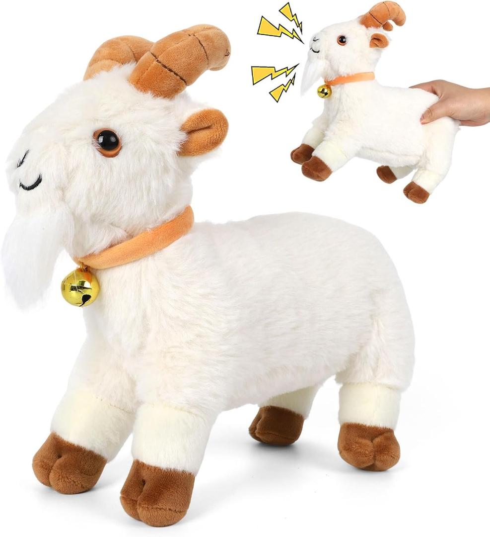 Screaming Goat Toy, 11 inches Stuffed Animals, Plush Toy with Bell, Makes Hilarious Screaming Goat Sounds, Fun Gift for Friends, Coworkers and Kids