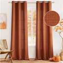 MIULEE Burnt Orange Faux Linen Textured Curtains 84 Inch Length 2 Panels Set for Living Room Bedroom Farmhouse Burlap Fall Semi Sheer Grommet Top Light Filtering Window Drapes, W37xL84, Terracotta
