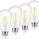 Brightever 3-Pack Vintage LED Edison Bulbs 60W Equivalent, 6W ST58 5000K Daylight White Antique LED Filament Bulbs, E26 Medium Base, Clear Glass Style for Home and Commercial, Non-dimmable (4 Count (Pack of 1))