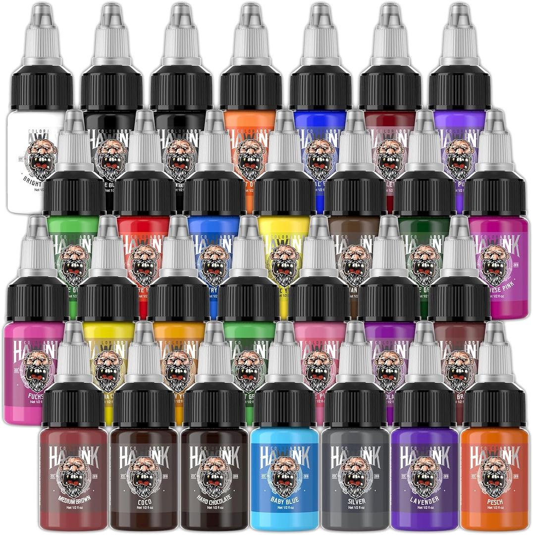 Hawink Tattoo Ink Set 1/2 oz (15ml) 28 Colors Pigment Kit Tattoo Supplies TI203-15-28