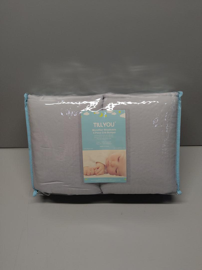 Tillyou Microfiber Breathable 4 Piece Crib Bumper 9.5in x 27in