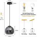 Mirror Smoke Gray Glass Pendant Lights Kitchen Island 3 Pack 7.87" Glass Globe Pendant Light Black Hanging Light Fixture Modern Pendant Lighting for Kitchen Island Bedroom Dining Room