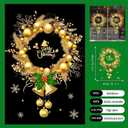 Rchovsam Winter Whole Golden Wreath Clings for Window Large Xmas Wreath Window Stickers Large News Years Decor DIY Static Wall Window Door Mural Showcase Decal Sticker-15.7x23.6 in (1 Pack)