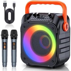 Karaoke Machine with 2 Wireless Microphones,Portable Karaoke Machine for Adults & Kids,Karaoke Microphone with PA System,Karaoke Speaker Supports for TWS,USB,FM,REC,AUX in,TF Card : Toys & Games