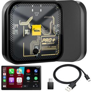 Wireless CarPlay Adapter, Apple CarPlay Wireless Adapter Converts Wired to Wireless, Plug & Play Auto Connect for iPhone iOS 10+, Compatible with Factory CarPlay Cars 2015+, Transparent