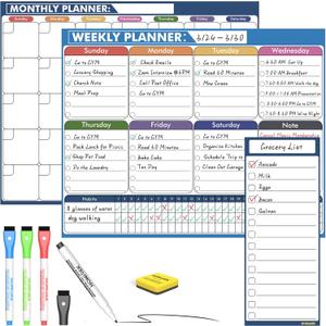 HOMiDEK Magnetic Calendar for Refrigerator: Reusable Dry Erase Monthly Fridge Whiteboard Calendar Magnet Weekly Planner White Board with Magnetic list, Dry Erase Markers and Eraser - 14 x 11 Inches