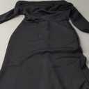 Long Sleeve Side Ruched Black Dress, 06