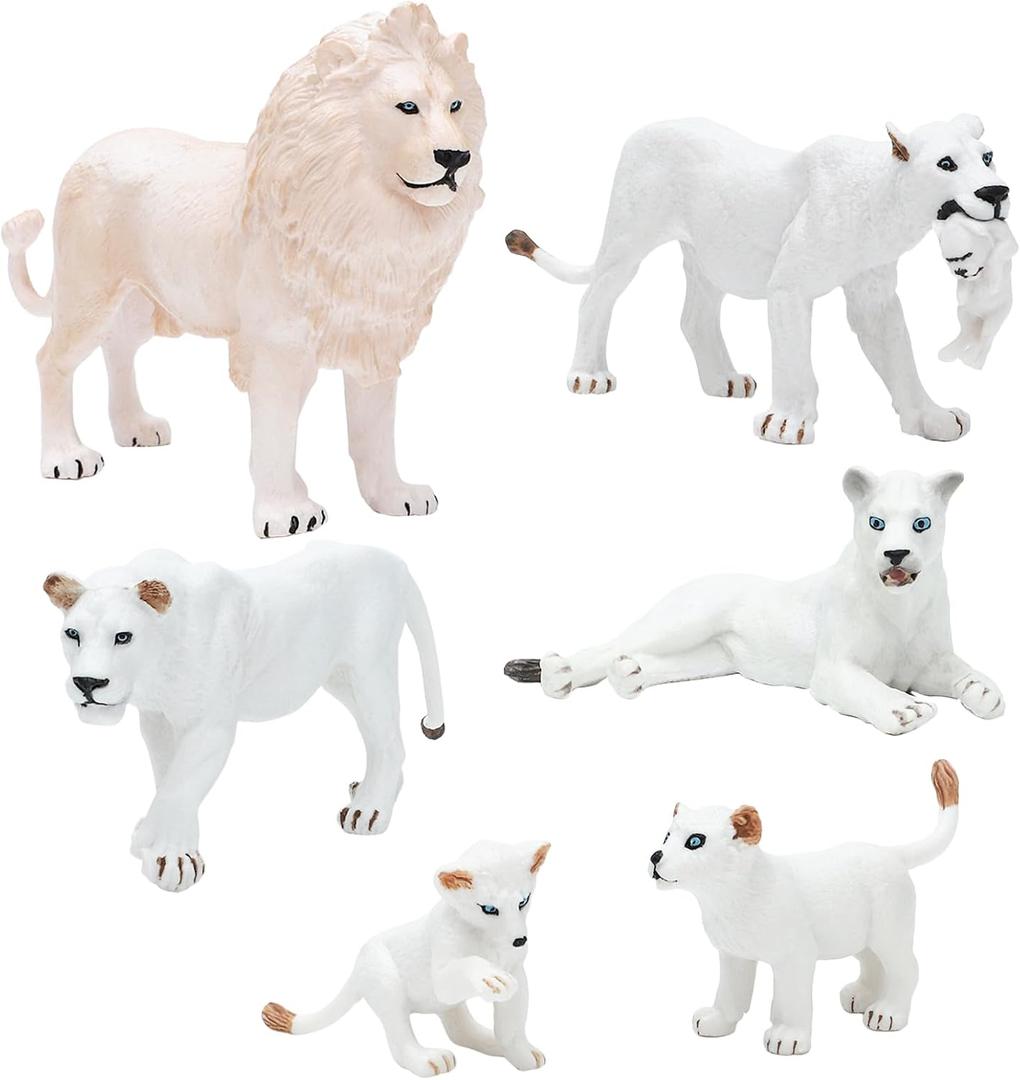 ONEST 7 Pieces Lion Figurines Animals Figures Family Set Educational Figurines Cake Toppers Christmas Birthday Gift