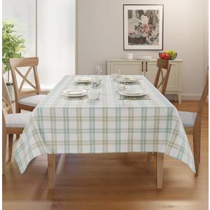 Rectangle Table Cloth - Table Cover - Cotton Mitered Stitched - Checks Table Covers for Kitchen Dining, Wedding, Decorations, & Parties - 60x120 in - Mint Window