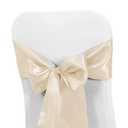 Obstal 50 PCS Satin Chair Sashes Bows for Wedding Reception- Universal Chair Cover Back Tie Supplies for Banquet, Party, Hotel Event Decorations (Champagne)