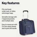 Amazon Basics Underseat Carry-On Luggage with Wheels and Handle, 14" Rolling Travel Bag, Fits Overhead Bins, Organized Compartments, Navy