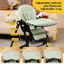 6-in-1 Convertible High Chair with Rocker | Baby High Chair for Newborn to Toddler (0-3 Years) | Adjustable, Foldable & Easy-Clean with Dishwasher Safe Tray & Tool-Free Assembly,Black-Green