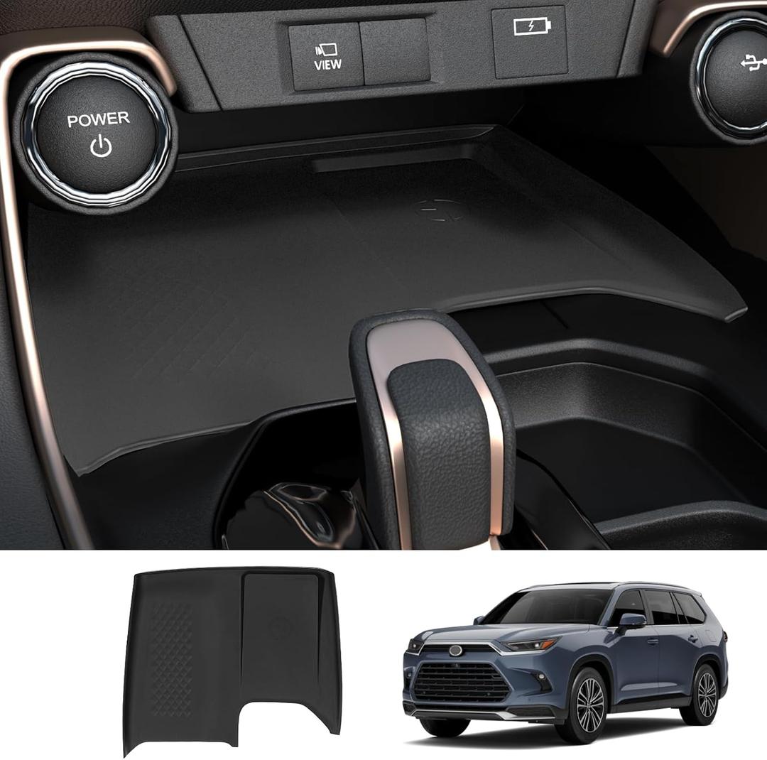 Wireless Charging Anti-Slip Mat for Grand Highlander Accessories, Black Silicone Protective Pad for 2025 2024 Grand Highlander Accessories