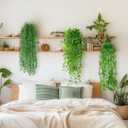 Daifunli 12 Pcs Artificial Hanging Plants Fake Hanging Ferns Plastic Faux Plants for Wall Room Garden Garland Indoor Outdoor Decor No Basket (Eucalyptus,Mandala,String of Pearls,Pea)