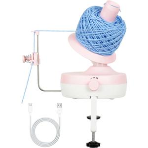 Yocrefun Electric Yarn Winder, Automatic Yarn Ball Winder for Crocheting & Knitting, Stepless Speed, Easy to Use, Efficient Large Capacity Yarn Cake Maker, Ideal Gift for Yarn Lovers (Pink)