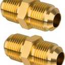 2 Pack 4" 
Flare Male Brass Tube Fitting, Union Reducing Coupling Flared Fitting for Propane, Fuel, and Gas, Durable Brass Pipe Connector, Leak-Resistant