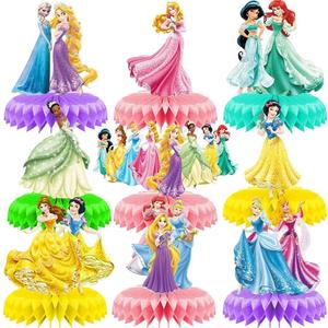 For Disne Princess Birthday Party Supplies, 9Pcs Honeycomb Centerpieces for Princess Party Decorations, Double Sided Table Decorations Centerpieces Party