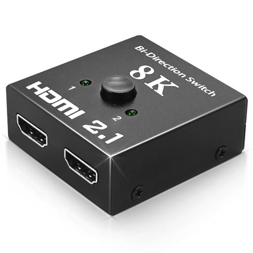 WinRaybot HDMI 2.1 Switch 48Gbps, Bi-Directional Manual HDMI Switcher 2 in 1 Out / 1 in 2 Out, Supports 8K@60Hz 4K@120Hz, VRR HDR10+ Dolby Vision, for PS5 PS4 Xbox PC TV Monitor