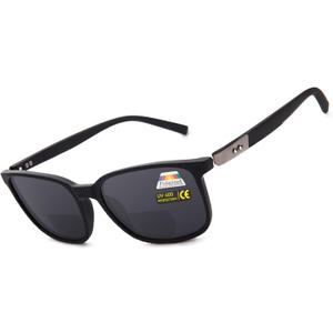 JO Polarized Bifocal Reading Glasses Sunglasses for Men - UV400 Protection Fashion Polarized Bifocal Sun Reader (Black)