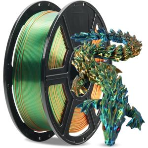FLASHFORGE Silk Tri-Color PLA Filament 1.75mm, Coextrusion Orange Green Blue Triple Color Rainbow 3D Printer Filament, Enchanting Silk Finish with 360 Multicolor Shifting Color Effect