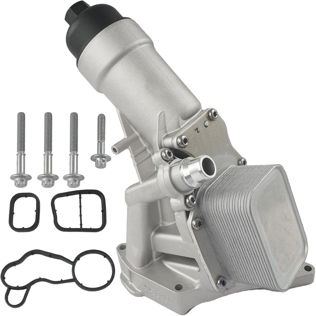 Upgrade Aluminum Engine Oil Cooler Filter Housing with Gasket, Bolts Compatible with 2016-2022 BMW F30 230i 330e 330i GT 430i 530i 530e 740e xDrive X3 X4 B46 B48 L4 2.0L Turbo Replace 11428596283