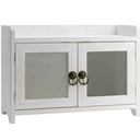 COLLECTIVE HOME - Storage Cabinet, Mini Countertop Cabinet, Distressed Wood Organizer for Kitchen Living Room Bedroom Bathroom Office with Magnetic Door, 14.5 x 6.5 x 10 (White)