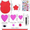 Winlyn 24 Sets Valentine Decorations DIY Heart Owl Ornaments Valentine Craft Kit Valentine Owl Art Sets Hearts Foam Valentine Stickers for Kids Valentine's Day Party Classroom Activities Gift Exchange