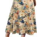POPZONE Women Floral Midi Skirt Flowy Casual Swing Flowy A-Line Pockets Trendy Soft Flattering Skirt for Dressy Casual Floral-07 L