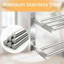 Towel Racks for Bathroom 24 inch, 2 Tier Bathroom Shelf with Double Towel Bar, Stainless Steel Wall Mounted Towel Rack with Shelf for Bathroom Towels Storage, Brushed Nickel