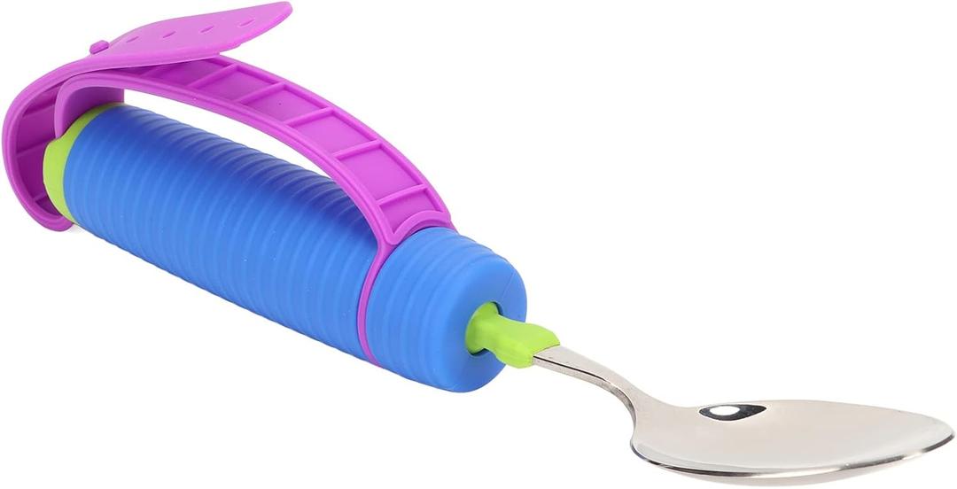 ZJchao Elderly Eating Spoon with 360 Flexible Rotation Head Stainless Steel and Silicone Adaptive Utensil for Seniors Easy Grip Feeding Tool 1 Piece