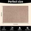 Vinyl Placemats Set of 6-1217.7 Inch Waterproof & Heattable Placemats, Fall Faux Leather Wipeable Outdoor Table Mat for Dining, Kitchen, Indoor Outdoor Use (Brown, Linen Texture)