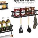 3 Pack Spice Rack Wall Mount with Paper Towel Holder and Hooks, Screw or Adhesive Hanging Spice Shelf, Space Saving Spice Organizer for Seasonings, Spice Racks for Stove Rv Cabinet Black