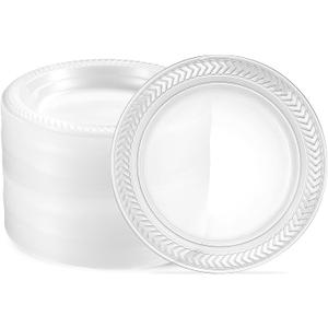 PLASTICPRO 160 Pack Clear Plastic Plates 6 Inch Bulk Pack Durable Disposable Plastic Dinner Plates for Parties Events BBQ
