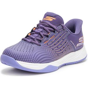 Skechers Women's Viper Court Reload Hands Free Slip-Ins Sneaker (6.5, Purple/Coral)