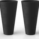 Kante Tall Round Planter Set of 2, 29" H Large Decorative Planter Pots for Outdoor Indoor Garden Patio Front Porch (Black)