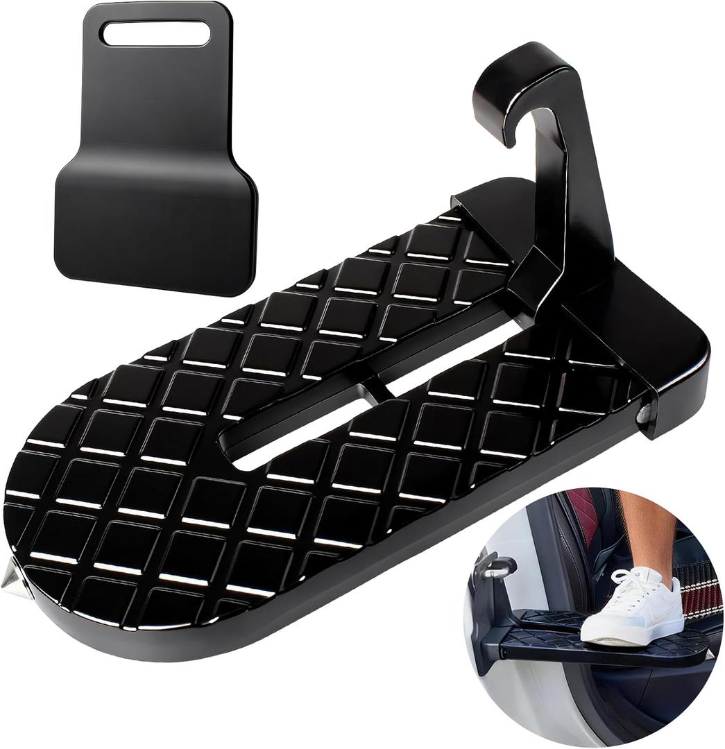 Car Door Step for Car Roof Access, Foldable Non-Slip Ascent Latch Pedal Rack with Scratch Proof Rubber Pad for Universal Cars SUVs Trucks Vans(Black)