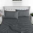 RUVANTI King Size Sheets Set, Brushed Microfiber Sheets 4 Pieces (1 Fitted Sheet, 1 Flat Sheet, 2 Pillowcases), with 15-inch Deep Pockets, Lightweight & Compfy Premium Hotel Bedding, Dark Grey