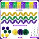 Norme 41 Pcs Mardi Gras Decorations Party Favors Supplies, Mardi Gras Cutouts Purple Green Gold Foil Fringe Curtains Garland Paper Pompoms Hanging Fan Swirls Decor for Home Outdoor Party Supplies