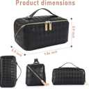 Large Capacity Travel Cosmetic Bag - Portable Makeup Bags for Women Waterproof PU Leather Checkered Makeup Organizer Bag with Dividers and Handle,Toiletry Bag for Cosmetics