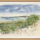 Kate and Laurel Sylvie by The Sea Framed Linen Textured Canvas Wall Art by Patricia Shaw, 18x24 Natural, Coastal Art for Wall