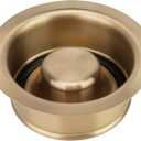 Champagne Bronze Sink Garbage Disposal Flange and Stopper for Kitchen - Fit 3.5" Standard Sink - 304 Stainless Steel Champagne Brushed Gold Brass - Compatible with Delta Faucet