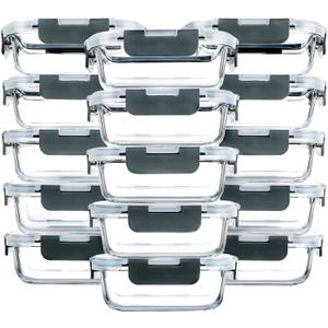 M MCIRCO [15-Pack,13 oz 1.5 Cup Glass Meal Prep Containers, Small Glass Food Storage Containers with Lids,Airtight Lunch Containers, Microwave, Oven, Freezer and Dishwasher Friendly, BPA-free