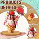 Amyhill 8 Pcs Summer Ice Cream Table Decorations Wooden Ice Cream Cone Table Centerpiece Sundae Party Decorations Toppers for Summer Theme Bridal Wedding Graduation Birthday Favor Supplies