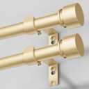 Modern Gold Curtain Rods 2 Pack for Windows 48 to 84 Inch, 1" Diameter Adjustable Heavy Duty Window Curtain Pole with Matte Gold End Cap Finials, Decorative Drapery Rods for Living Room, Bedroom