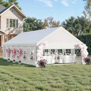 DWVO 20x40FT Large Party Tent Outdoor Canopy with Removable Sidewalls, Arched Windows, and Wave Roof Design for Wedding, Birthday, and Event Shelter, White