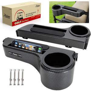 Roykaw Golf Cart Armrest with Cup Holder Compatible with EZGO/Club Car/Yamaha & Most Brand, Universal Golf Cart Rear Seat Arm Rests with Phone Holder, No Drilling, Fit 1.0''/1-1/4'' Square Frame